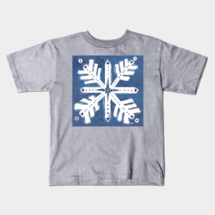 Cold Wintery Blue Snowflake Kids T-Shirt